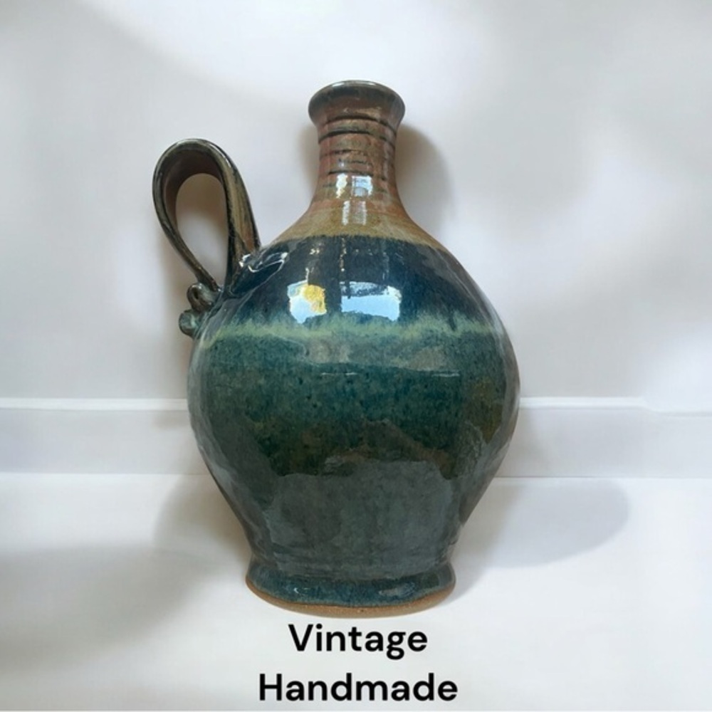 Vintage Glazed Vase Handmade Artist Signed Decor